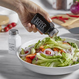 Salt and Pepper Shakers Set, Cute Glass Spice Shaker with Stainless Steel Lid, Black and White Kitchen Table Decor and Accessories for Counter, for Kitchen Wedding Gifts, 2.7oz Each