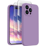 Soft Phone Case for 15 Pro, Silicone Upgraded [Camera Protection] Phone Case with [2 Screen Protectors], Soft Anti-Scratch Microfiber Lining Inside