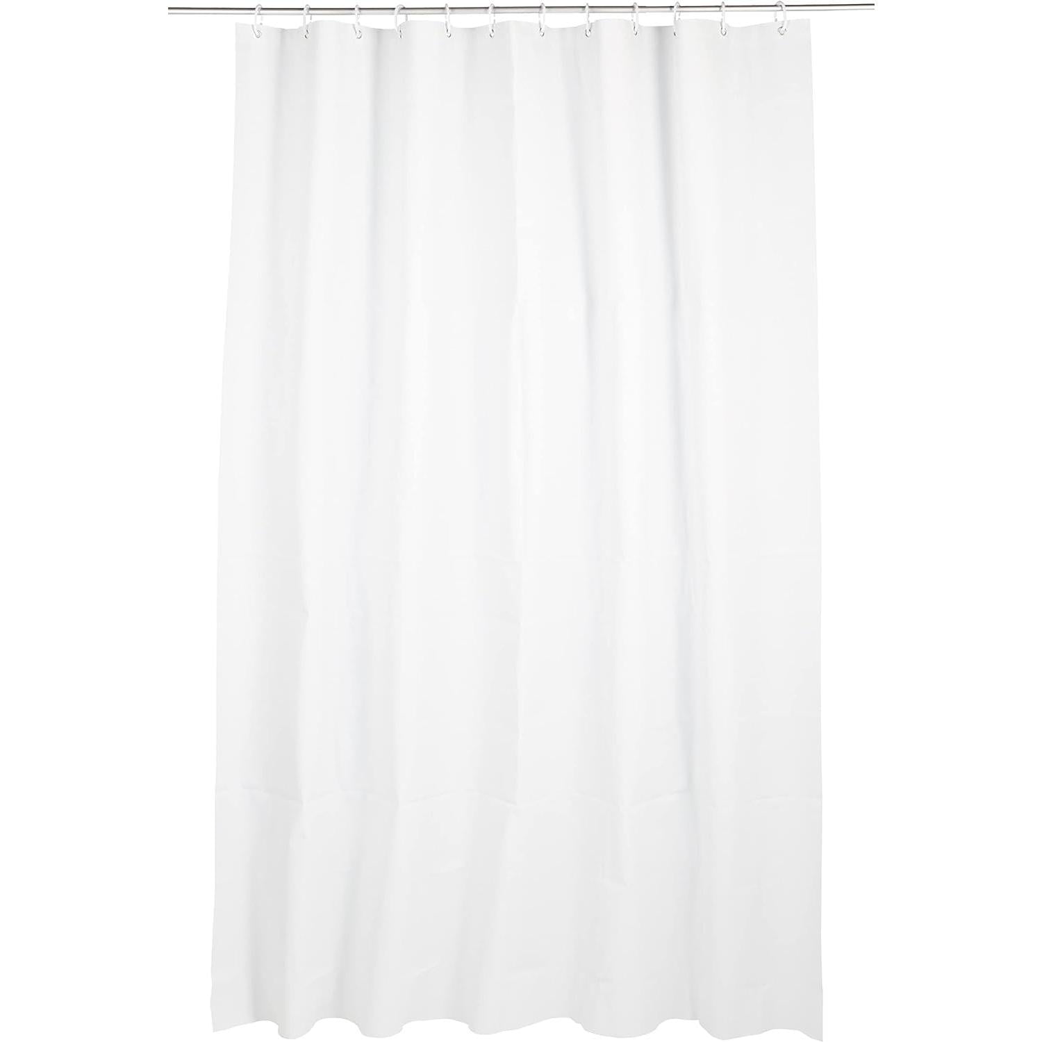 Forro de cortina de chuveiro PEVA calibre 8 resistente à água com ímãs inferiores e ganchos de plástico, 72"L x 72"W, branco 