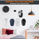 10 PCS Adhesive Hat Hooks for Wall, Strong Hold Hat Hangers, Minimalist Hat Rack Design, No Drilling, Hat Hooks for Baseball Caps, Hat Holder Organizer for Wall, Door, Closet, Office, Bedroom