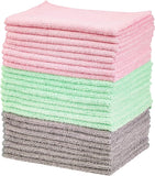 Microfiber Cleaning Cloth, Non-Abrasive, Reusable and Washable, Pack of 24, Blue/White/Yellow, 16" x 12"