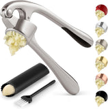 Premium Garlic Press with Soft Easy-Squeeze Ergonomic Handle, Sturdy Design Extracts More Garlic Paste Per Clove, Garlic Crusher for Nuts & Seeds, Professional Garlic Mincer & Ginger Press