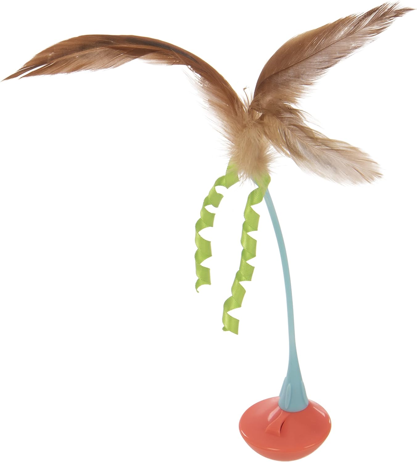 Self Righting Rocking Feather Cat Toy - Blue/Orange, One Size