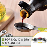 Set of 8 Magnetic Measuring Spoons Set with Strong N45 Magnets, Heavy Duty Stainless Steel Metal, Fits in Kitchen Spice Jars for Baking & Cooking, BPA Free, Multi-Color