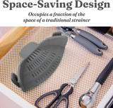 Strain Pot & Pasta Strainer - Adjustable Silicone Clip On Strainer for Pots, Pans, & Bowls- Kitchen Gadgets, Noodle, Food, Gifts for Women, Gray