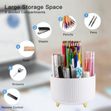 Porta-canetas para mesa, porta-lápis, 5 compartimentos, organizadores de mesa giratórios de 360° e acessórios, porta-canetas fofo para escritório, escola, casa, material de arte (branco) 