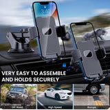 Phone Holder Car Mount for iPhone[Powerful Suction]Phone Mount for Car Dashboard Windshield Air Vent Universal Accessories[Thick Cases Friendly]Automobile Cell Phone Holder Fit Smartphone