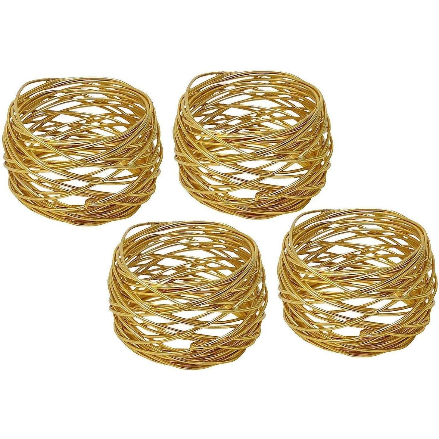 Set of 12  Golden Round Mesh Napkin Rings