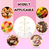 Suporte para cupcake - Torre de sobremesa para cupcake de 3 camadas, bandeja de plástico para servir em camadas e haste de metal para festa de aniversário, chá de bebê e muito mais (branco) 