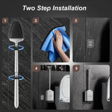 Toilet Brush and Holder Set for Bathroom, Flexible Toilet Bowl Brush Head with Silicone Bristles, Compact Size for Storage and Organization, Ventilation Slots Base (1 Pack, Silver)