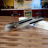 Stainless Steel Kitchen Tongs Set of 2 - 9" and 12", Locking Metal Food Tongs Non-Slip Grip