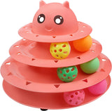 Brinquedo para gatos, rolo giratório de 3 níveis, bolas com seis bolas coloridas, exercício físico mental e interativo para gatinhos, quebra-cabeças para gatinhos. 