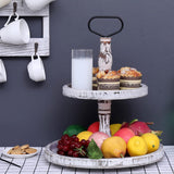 Bandeja em camadas Suporte para cupcakes Bandeja de 2 camadas Suporte para servir bolos Bandejas decorativas com alça, Suporte redondo rústico para cozinha, Bandejas de exposição de utensílios domésticos para festa 