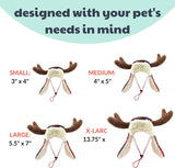 Chapéu para animais de estimação | Antler Buffalo Check (grande) | Acessório festivo de Natal para cães/gatos | Chapéu para animais de estimação de Natal | Alças deslizantes SnugFit para ajuste 