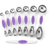 Set of 8 Magnetic Measuring Spoons Set with Strong N45 Magnets, Heavy Duty Stainless Steel Metal, Fits in Kitchen Spice Jars for Baking & Cooking, BPA Free, Multi-Color