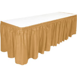 Saia de mesa, 29 pol x 14 pés - Saia de mesa de plástico, descartável, reutilizável, saia de toalha de mesa retangular (1 pacote) 