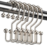 Shower Curtain Hooks, Shower Curtain Rings Rust Proof Metal Double Glide Shower Hooks Rings for Bathroom Shower Rods Curtains, Set of 12 Hooks