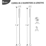 Conjunto de escovas para limpeza de canudos, escova longa de limpeza de 8 peças para canudos em copos, garrafas de água, copos com canudinho e canos, tubos ou alimentadores de beija-flores 