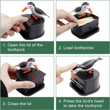 Little bird toothpick dispenser, creative push-type toothpick bird dispenser, toothpick holder. (black)