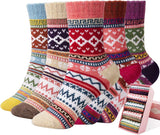 5 Pairs Womens Socks Warm Cotton Socks Thick Knit Vintage Casual Winter Socks