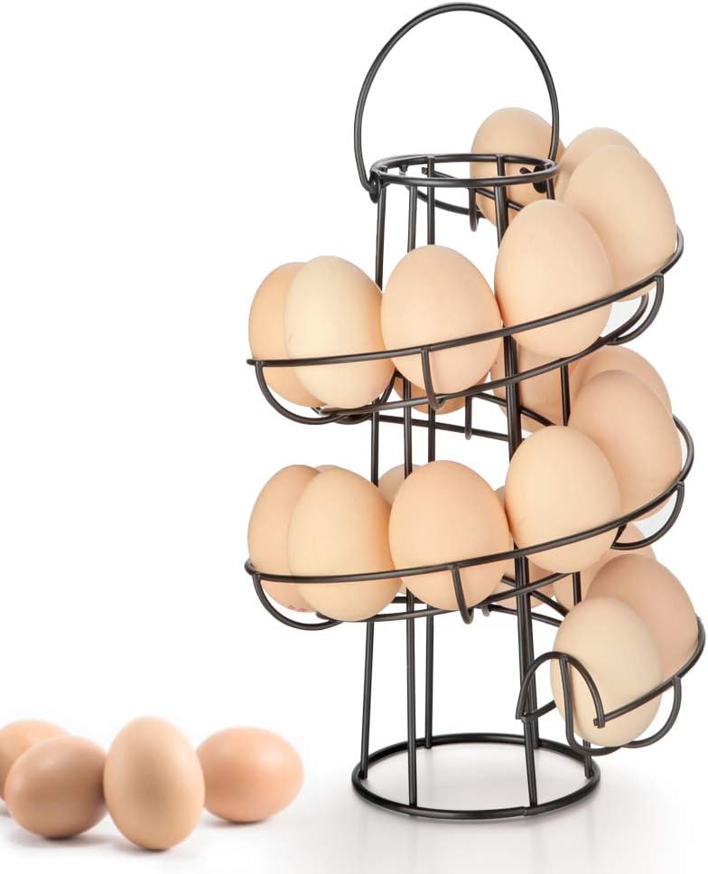 Spiral Egg Skelter Dispenser Rack Metal Storage Holder Display Countertop Black