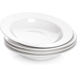 Soup Bowls, Pasta Bowls Plates, White Salad Bowls Set of 4, Porcelain Wide Rim Bowls, 20 Ounces, Microwave & Dishwasher Safe