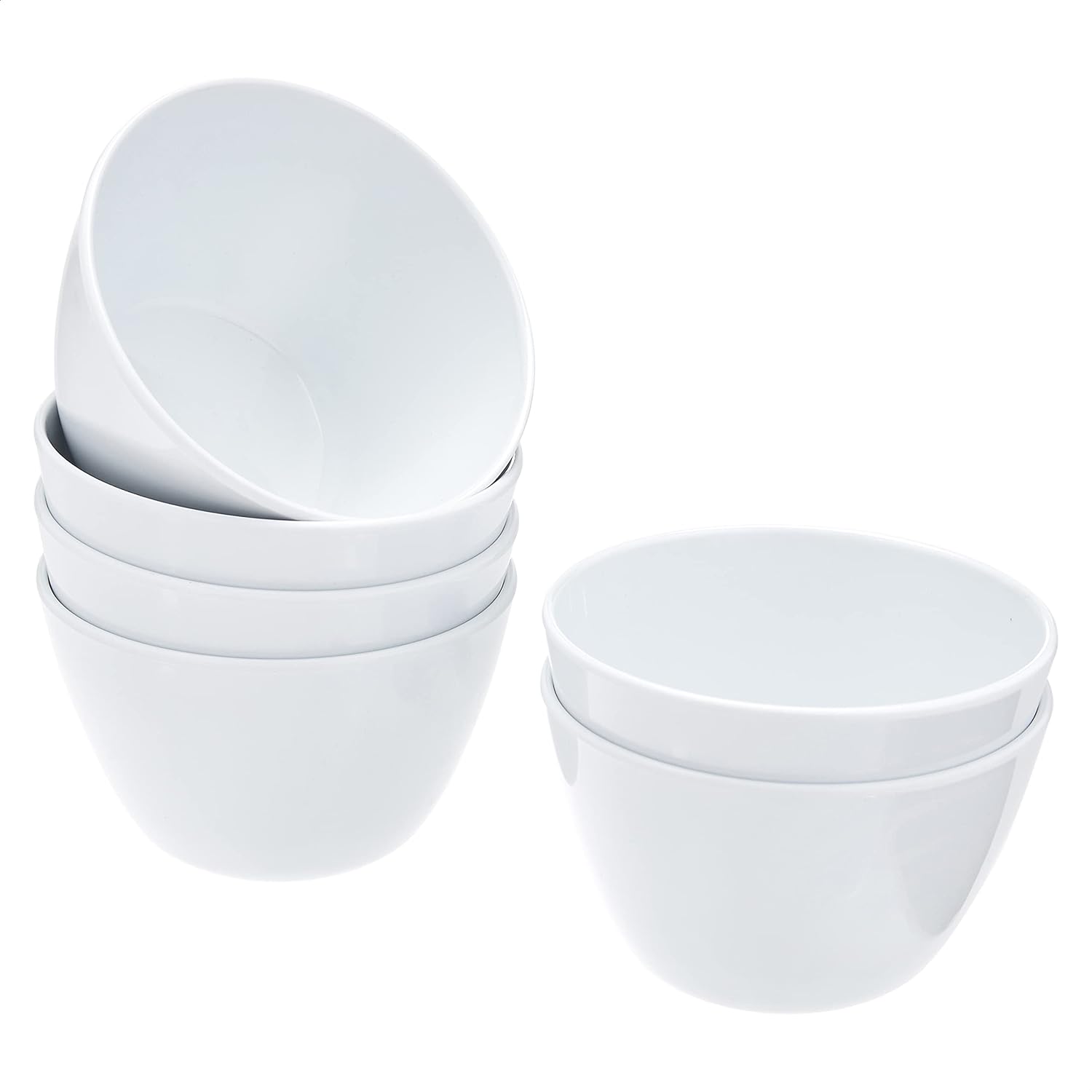 Round Melamine Bowl, 8 oz, White, 6 Piece Set