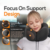 Travel Pillow Pure Memory Foam Neck Pillow, Comfortable & Breathable Cover, Machine Washable, Airplane Travel Kit with 3D Contoured Eye Masks, Earplugs, and Luxury Bag, Standard (Black)