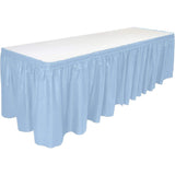 Saia de mesa, 29 pol x 14 pés - Saia de mesa de plástico, descartável, reutilizável, saia de toalha de mesa retangular (1 pacote) 
