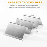Conjunto de 6 suportes para tacos, suporte para tacos, suporte para tacos de aço inoxidável, com alça de fácil acesso, cada um pode conter de 2 a 3 tortilhas, seguro para forno para assar, máquina de lavar louça e segurança para micro-ondas 