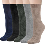 Pack of 5 Womens Winter Socks Warm Thick Knit Soft Vintage Casual Crew Socks Gifts