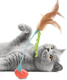 Self Righting Rocking Feather Cat Toy - Blue/Orange, One Size