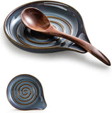Spoon Rest, Large Ceramic Spoon Holder for Stove Top, Heat-Resistant Cooking Spoon Rest for Kitchen Counter Decor, 5 Inches (Gray)