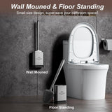Toilet Brush and Holder Set for Bathroom, Flexible Toilet Bowl Brush Head with Silicone Bristles, Compact Size for Storage and Organization, Ventilation Slots Base (1 Pack, Silver)