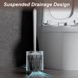 Toilet Brush and Holder Set for Bathroom, Flexible Toilet Bowl Brush Head with Silicone Bristles, Compact Size for Storage and Organization, Ventilation Slots Base (1 Pack, Silver)