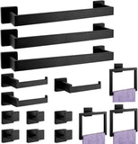 Paradigms Interiors 5-Pieces Matte Black Bathroom Hardware Accessories Set, SUS304 Stainless Steel Bath Towel Bar Set, Towel Racks for Bathroom Wall Mounted.