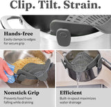 Pot Strainer & Pasta Strainer - Adjustable Silicone Clip On Strainer for Pots, Pans, & Bowls- Kitchen Gadgets, Noodle Strainer, Food Strainer, Kitchen Gifts for Women, Gray