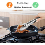 Stainless Steel Kitchen Tongs Set of 2 - 9" and 12", Locking Metal Food Tongs Non-Slip Grip