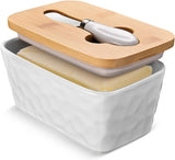 Large Butter Dish with Lid for Countertop Porcelain Butter Container,Double Silicone Seal Butter Dishes with Covers for West or East Coast Butter