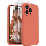 Soft Phone Case for 15 Pro, Silicone Upgraded [Camera Protection] Phone Case with [2 Screen Protectors], Soft Anti-Scratch Microfiber Lining Inside