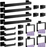 Paradigms Interiors 5-Pieces Matte Black Bathroom Hardware Accessories Set, SUS304 Stainless Steel Bath Towel Bar Set, Towel Racks for Bathroom Wall Mounted.