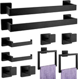 Paradigms Interiors 5-Pieces Matte Black Bathroom Hardware Accessories Set, SUS304 Stainless Steel Bath Towel Bar Set, Towel Racks for Bathroom Wall Mounted.