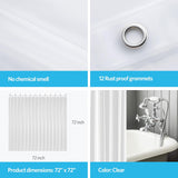 Paradigms Interiors Clear Shower Curtain Liner Light Weight PEVA, Shower Liner 72x72 Inches, Waterproof, No Chemical Smell with 12 Rust Proof Metal Grommets Holes for Bathroom Shower Curtain