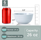 Unbreakable Cereal Bowls 24 OZ Microwave and Dishwasher Safe BPA Free Bowl Dessert Bowls for Serving Soup, Oatmeal, Pasta and Salad [Set of 6]