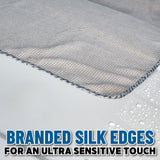 Toalha de secagem de microfibra Weave Gray Matter 70/30 Blend com bordas de seda, 25" x 36" 