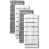 Kitchen Towel 4-Pack Set, Cotton, Grey/White, 16"x26"
