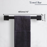 Paradigms Interiors 5-Pieces Matte Black Bathroom Hardware Accessories Set, SUS304 Stainless Steel Bath Towel Bar Set, Towel Racks for Bathroom Wall Mounted.