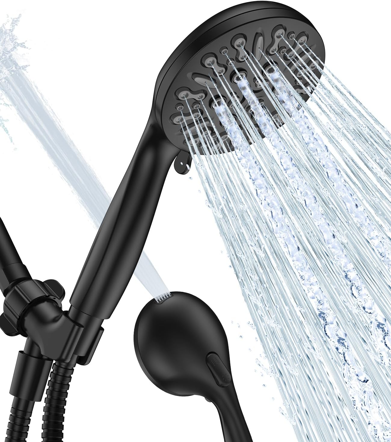 6-Setting Shower Head with Handheld, JDO High Pressure Hand held Shower Head, 4.7 Inch Chrome Detachable Showerhead Set with 59 Inch Stainless Steel Hose and Adjustable Showerhead Holder