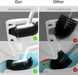 Toilet Bowl Brush Holder Set: Bathroom Deep Cleaning Toilet Cleaner Scrubber Under Rim with Curved Bristle for Dead Corner Clean - Hidden Modern Rv Toilet Decorative Accessories with - White