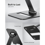 2 Pack Dual Folding Cell Phone Stand, Fully Adjustable Phone Holder for Desk, Compatible with Phone 15 14 13 12 11, All Phones, Black & Rose Gold